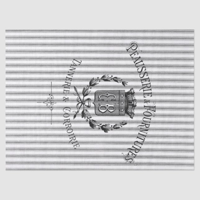 French Ticking Tissue Paper - Black (Front)