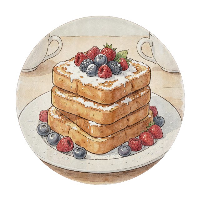 French Toast Berry Stack Breakfast Cutting Board (Front)