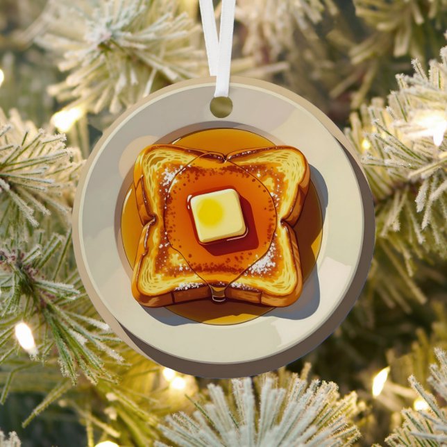French Toast, Butter and Syrup Breakfast Christmas Metal Tree Decoration (Insitu)