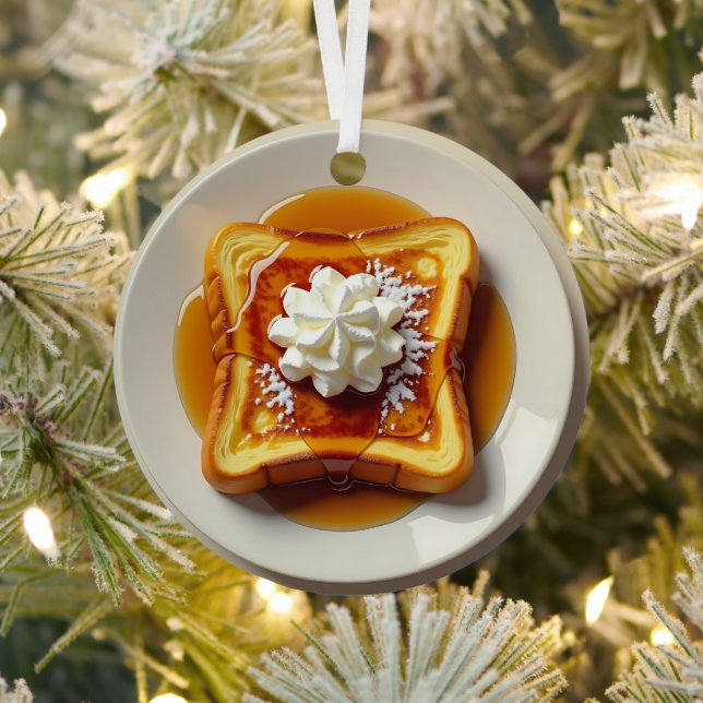 French Toast, Powdered Sugar, Syrup Christmas Metal Tree Decoration (Insitu)