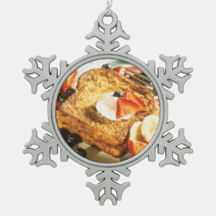 French Toast Snowflake Pewter Christmas Ornament