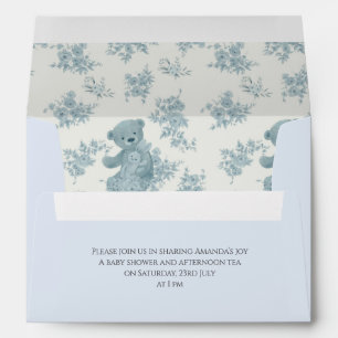 French Toile Bear and Bunny Baby Shower Envelope