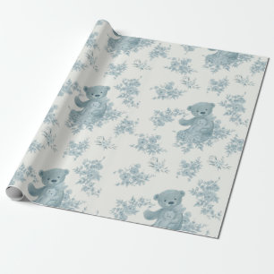 French Toile Bear and Bunny Wrapping Paper