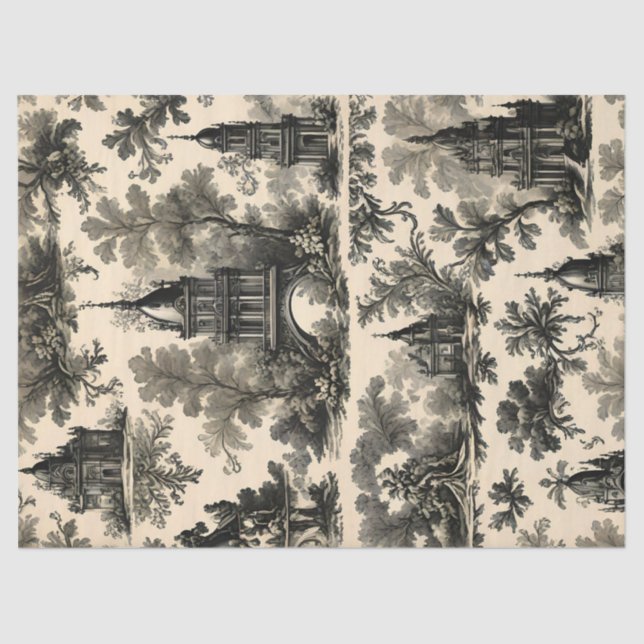 French Toile - Black Design on Cream Tissue Paper (Front)