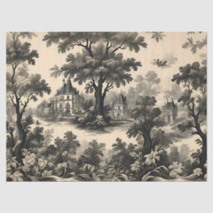 French Toile - Black Design on Cream Tissue Paper