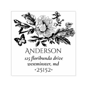 French Toile Bouquet Sketch Self-inking Stamp