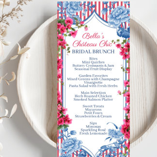 French Toile Bridal Shower, Garden Party, Bridal  Menu