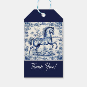 French Toile Carousel Horse Decorative Gift Tags