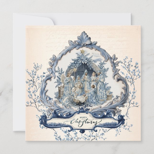 French Toile | Chinoiserie Nativity Holiday Card (Front)