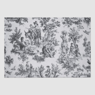 French toile de jouy black and white decoupage tissue paper