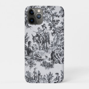 French toile de jouy black and white elegant iPhone 11 pro case