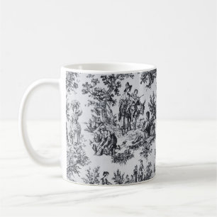 French toile de jouy black and white elegant  coffee mug