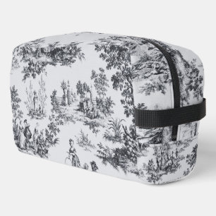 French toile de jouy black and white elegant dopp kit