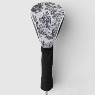 French toile de jouy black and white elegant golf head cover