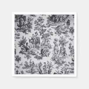 French toile de jouy black white elegant decoupage napkin