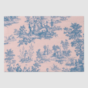 French toile de jouy blue and pink decoupage tissue paper