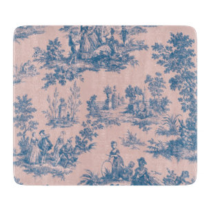 French toile de jouy blue and pink elegant cutting board