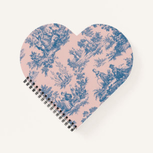 French toile de jouy blue and pink elegant notebook