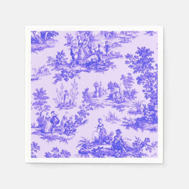 French toile de jouy blue and white decoupage  napkin (Front)