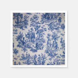 French toile de jouy blue and white decoupage  napkin