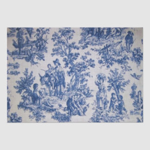 French toile de jouy blue and white decoupage tissue paper