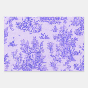 French toile de jouy blue and white decoupage wrapping paper sheet