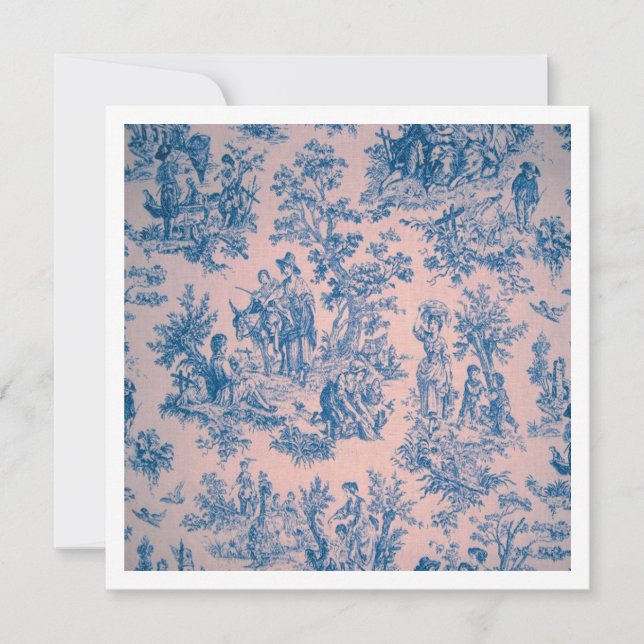 French toile de jouy blue and white elegant card (Front)