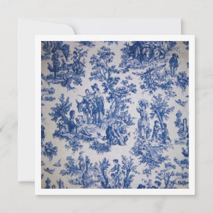 French toile de jouy blue and white elegant card