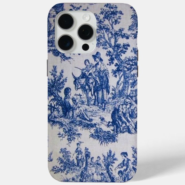 French toile de jouy blue and white elegant Case-Mate iPhone case (Back)