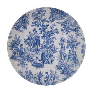 French toile de jouy blue and white elegant cutting board