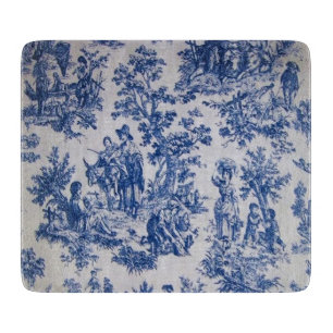 French toile de jouy blue and white elegant cutting board