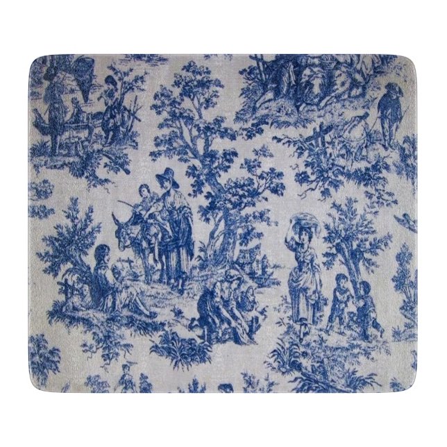 French toile de jouy blue and white elegant cutting board (Front)