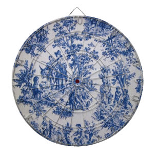 French toile de jouy blue and white elegant dartboard