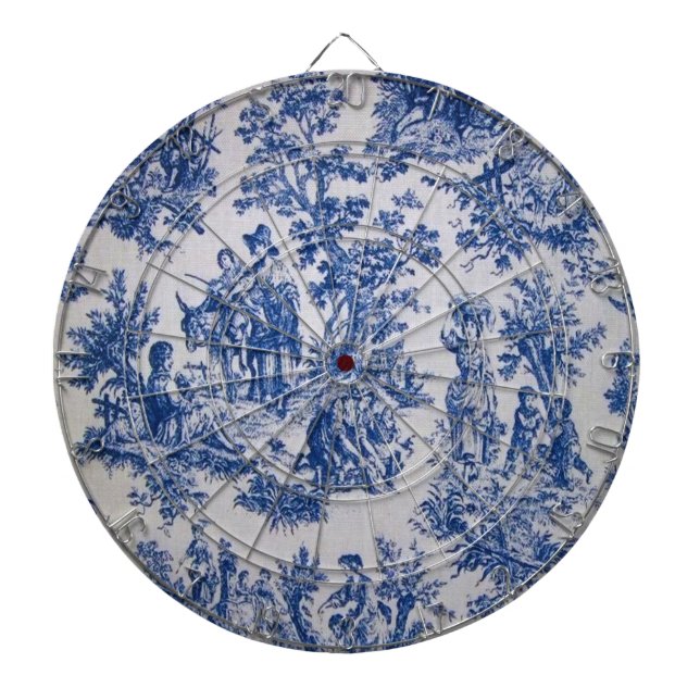 French toile de jouy blue and white elegant dartboard (Front)