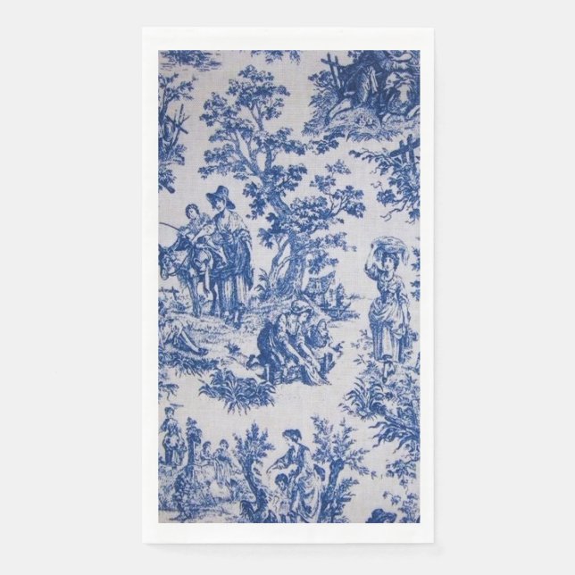 French toile de jouy blue and white elegant napkin (Front)