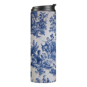 French toile de jouy blue and white elegant thermal tumbler