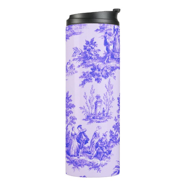 French toile de jouy blue and white elegant thermal tumbler (Rotated Left)