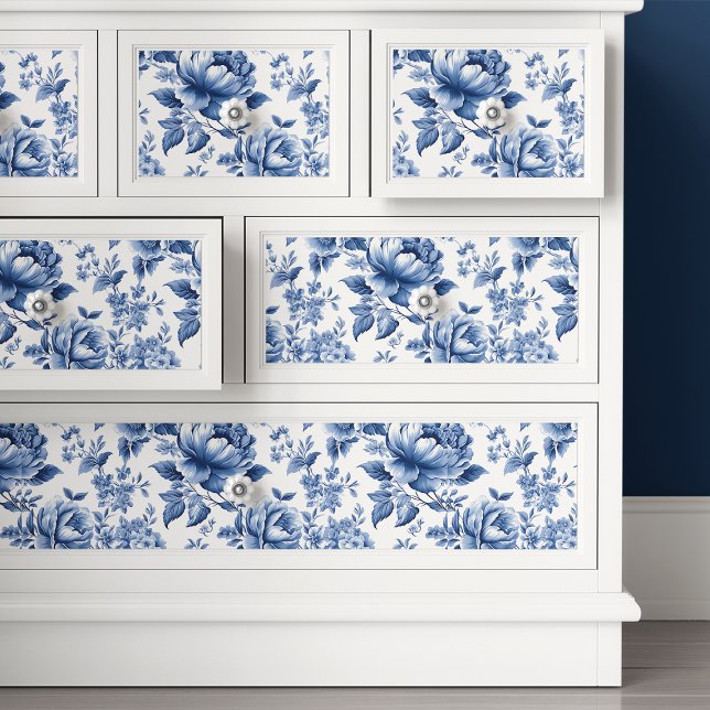 French Toile De Jouy Blue Floral Decoupage Tissue Paper (Creator Uploaded)