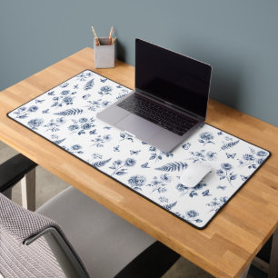 French Toile de jouy blue pattern Chinoseirie Desk Mat