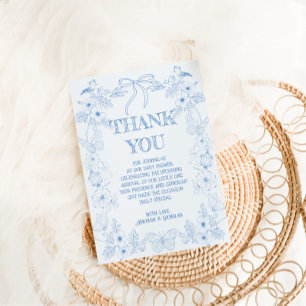 French Toile De Jouy Boy Baby Shower Thank You Card