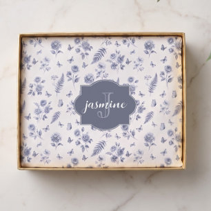 French Toile de jouy Monogram Name Chinoseirie Tissue Paper