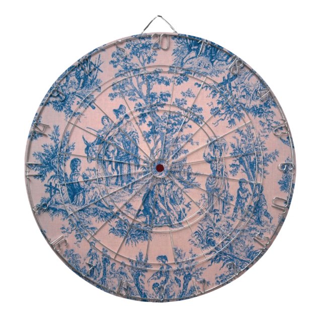 French toile de jouy pink and blue elegant dartboard (Front)