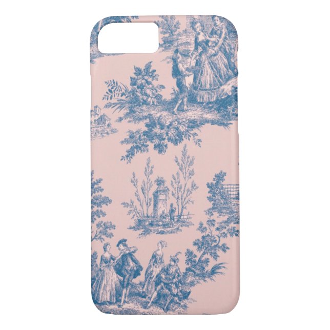 French toile de jouy pink and white elegant Case-Mate iPhone case (Back)