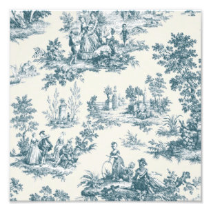 French toile de jouy sage green elegant photo print