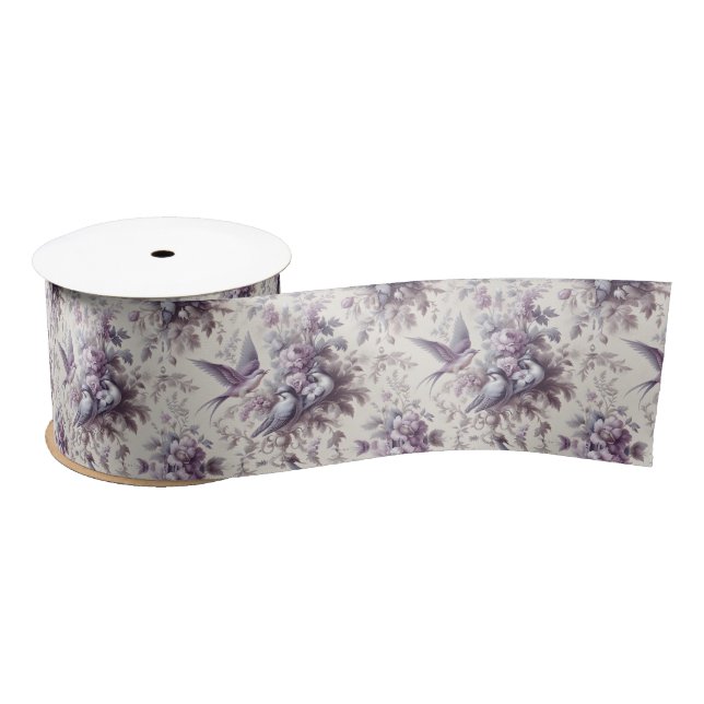 French Toile Fleurie Birds Satin Ribbon (Spool)