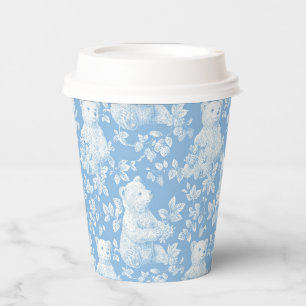 French Toile Floral Bear Baby Shower Paper Cups