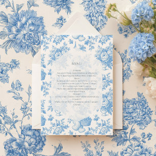 French Toile Floral Bear Menu