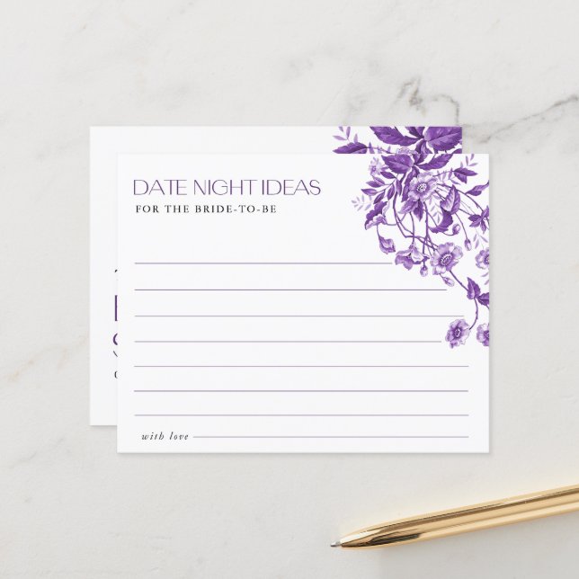 French Toile Floral Bridal Shower Date Night Ideas (Front/Back In Situ)