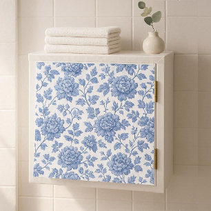 French Toile Heritage Blue Floral Bloom Inspiring  Tissue Paper