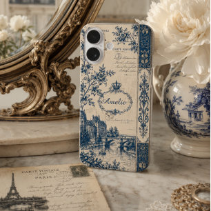 French Toile Monogram iPhone 16 Case